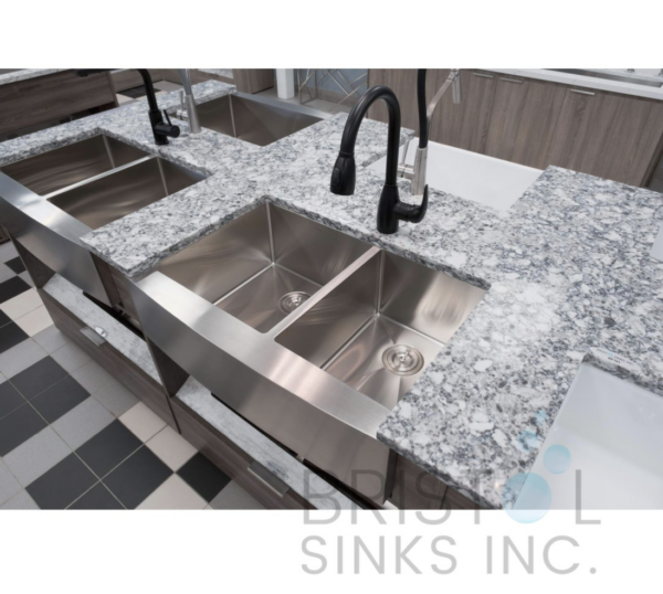 B924 APRON FRONT FARMHOUSE KITCHEN OFFSET BOWL SINK S. STEEL - Image 4